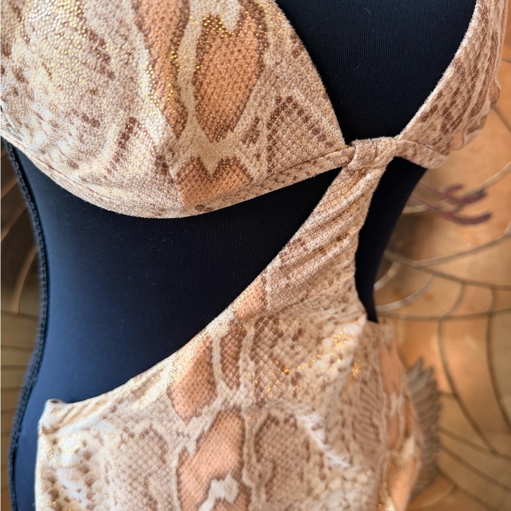 Free people Onia Beige snakeskin One-Piece Swimsuit with Neutral Print - Picture 3 of 8